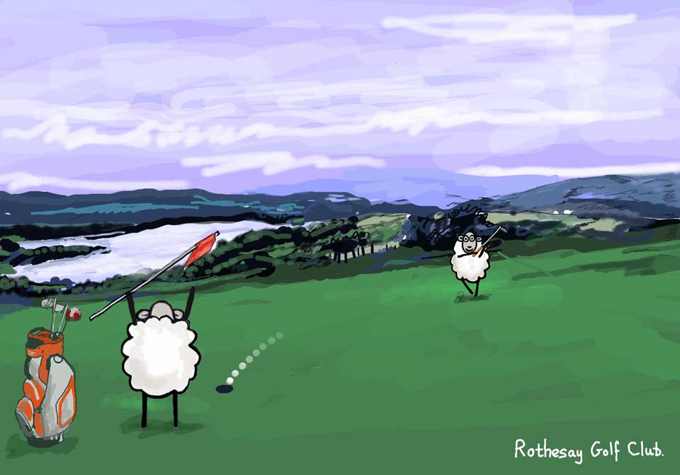 When Colin the Sheep visited Rothesay Golf Club