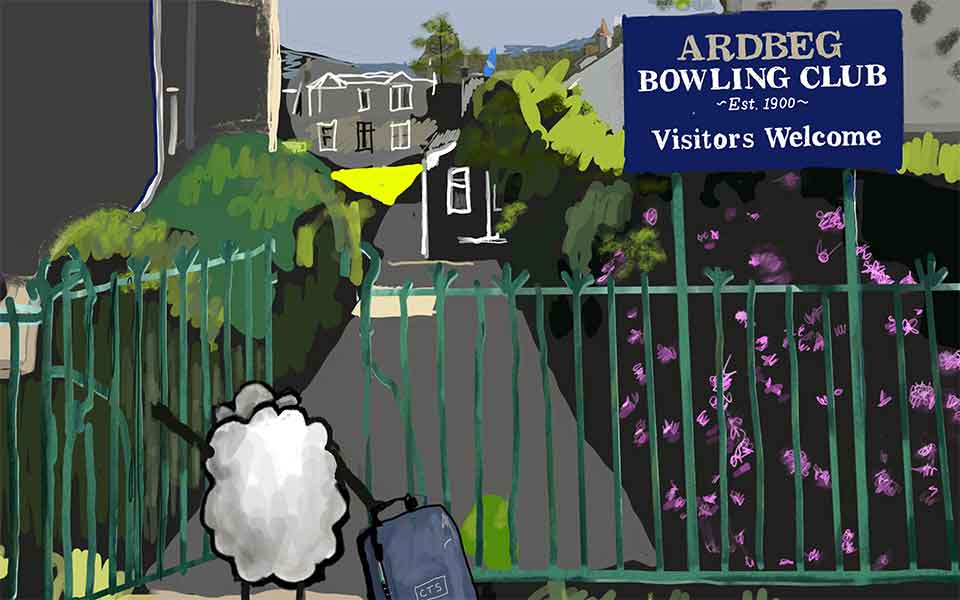 When Colin the Sheep visited Ardbeg Bowling Club